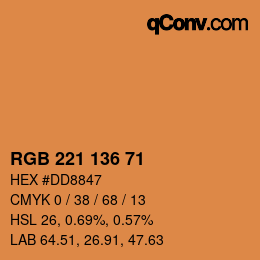 Color code: RGB 221 136 71 | qconv.com