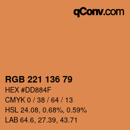Color code: RGB 221 136 79 | qconv.com