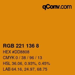 Color code: RGB 221 136 8 | qconv.com