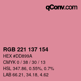 颜色代码: RGB 221 137 154 | qconv.com
