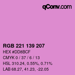カラーコード: RGB 221 139 207 | qconv.com