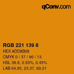 Color code: RGB 221 139 8 | qconv.com