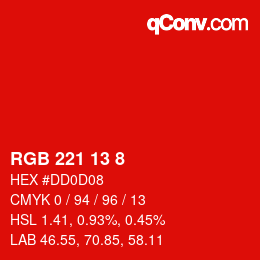 Color code: RGB 221 13 8 | qconv.com