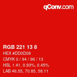 Code couleur: RGB 221 13 8 | qconv.com