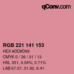 カラーコード: RGB 221 141 153 | qconv.com
