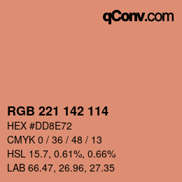 Color code: RGB 221 142 114 | qconv.com