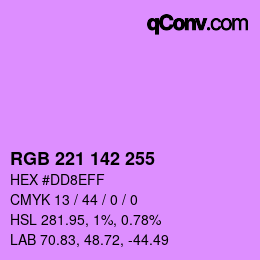 Color code: RGB 221 142 255 | qconv.com