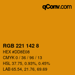 Color code: RGB 221 142 8 | qconv.com