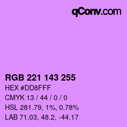 カラーコード: RGB 221 143 255 | qconv.com
