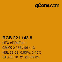 カラーコード: RGB 221 143 8 | qconv.com