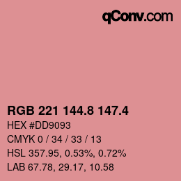 カラーコード: RGB 221 144.8 147.4 | qconv.com
