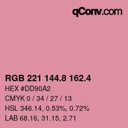 カラーコード: RGB 221 144.8 162.4 | qconv.com