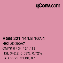 カラーコード: RGB 221 144.8 167.4 | qconv.com