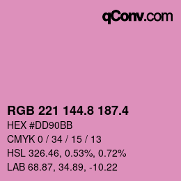 カラーコード: RGB 221 144.8 187.4 | qconv.com
