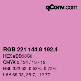 カラーコード: RGB 221 144.8 192.4 | qconv.com