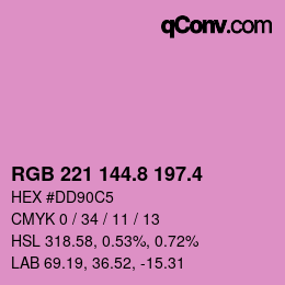 カラーコード: RGB 221 144.8 197.4 | qconv.com