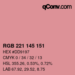 Color code: RGB 221 145 151 | qconv.com