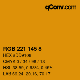 Color code: RGB 221 145 8 | qconv.com