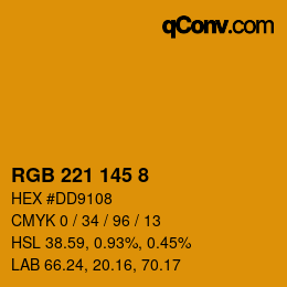 カラーコード: RGB 221 145 8 | qconv.com