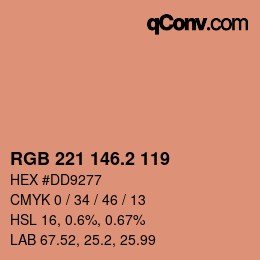 カラーコード: RGB 221 146.2 119 | qconv.com