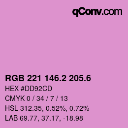 カラーコード: RGB 221 146.2 205.6 | qconv.com