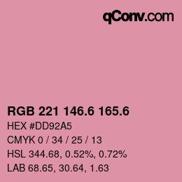 カラーコード: RGB 221 146.6 165.6 | qconv.com