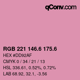 カラーコード: RGB 221 146.6 175.6 | qconv.com