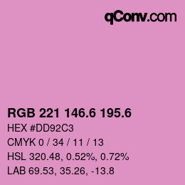 カラーコード: RGB 221 146.6 195.6 | qconv.com