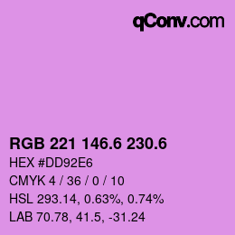 カラーコード: RGB 221 146.6 230.6 | qconv.com