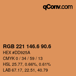 カラーコード: RGB 221 146.6 90.6 | qconv.com