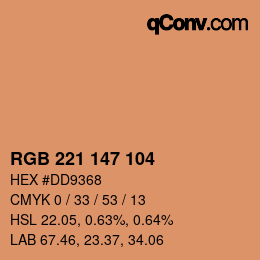 Color code: RGB 221 147 104 | qconv.com