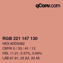 Color code: RGB 221 147 130 | qconv.com