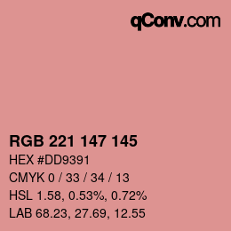 Color code: RGB 221 147 145 | qconv.com