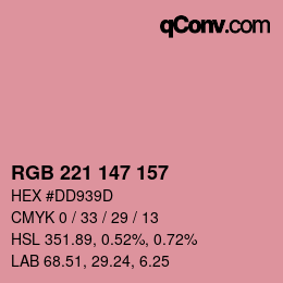 Color code: RGB 221 147 157 | qconv.com