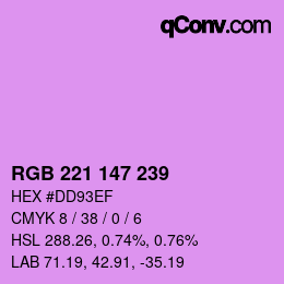 Color code: RGB 221 147 239 | qconv.com