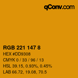 Color code: RGB 221 147 8 | qconv.com