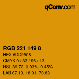 カラーコード: RGB 221 149 8 | qconv.com