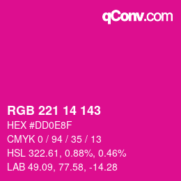 Color code: RGB 221 14 143 | qconv.com