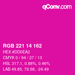 Color code: RGB 221 14 162 | qconv.com