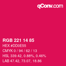 Color code: RGB 221 14 85 | qconv.com