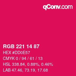 Color code: RGB 221 14 87 | qconv.com