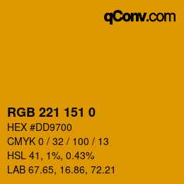 Color code: RGB 221 151 0 | qconv.com