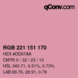 カラーコード: RGB 221 151 170 | qconv.com