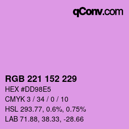 カラーコード: RGB 221 152 229 | qconv.com