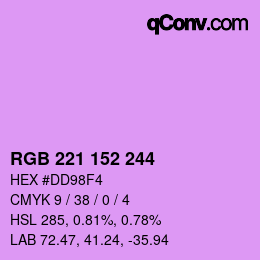 Color code: RGB 221 152 244 | qconv.com