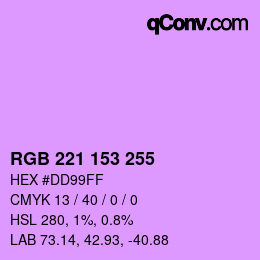 Color code: RGB 221 153 255 | qconv.com