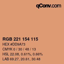 カラーコード: RGB 221 154 115 | qconv.com