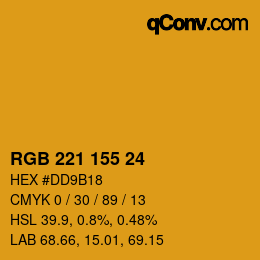 Color code: RGB 221 155 24 | qconv.com