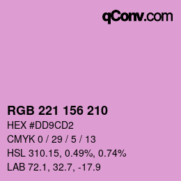 Color code: RGB 221 156 210 | qconv.com