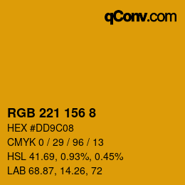 Color code: RGB 221 156 8 | qconv.com